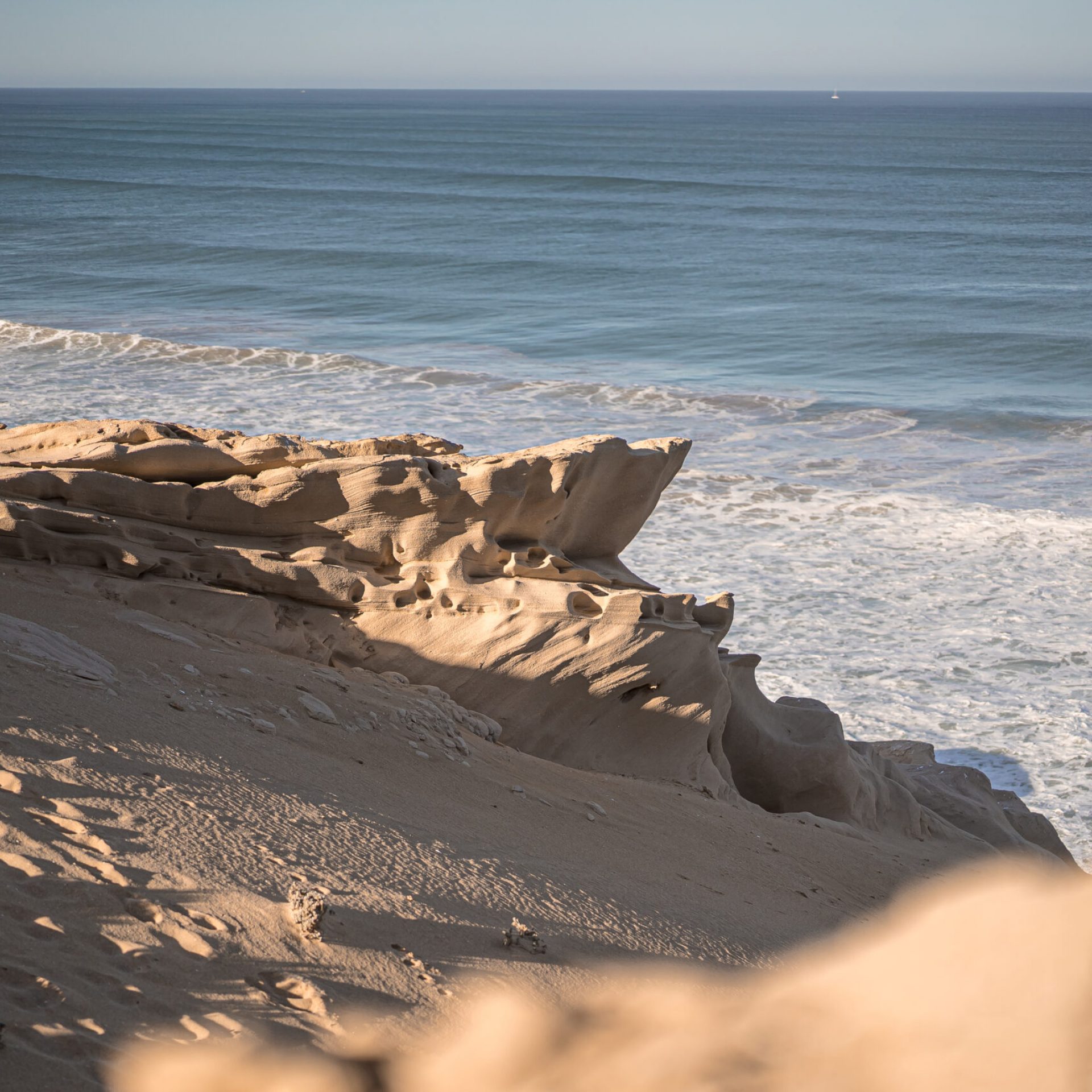 A sandy Atlantic coast near Agadir, Morocco with a beautiful wavy seascape
